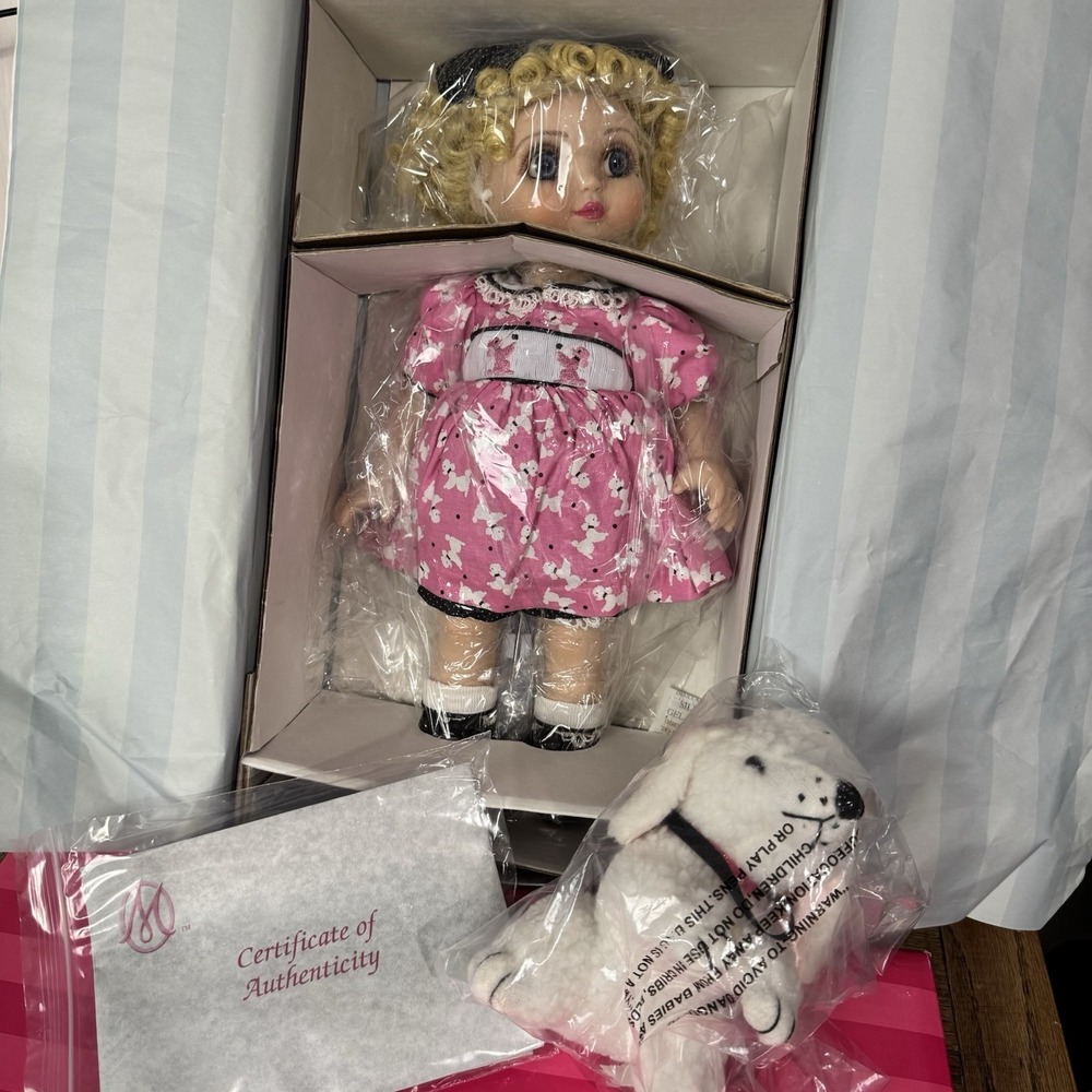 Marie‎ Osmond Adora Belle Whistles Pretty In Pink Porcelain Doll Plush Dog NIB